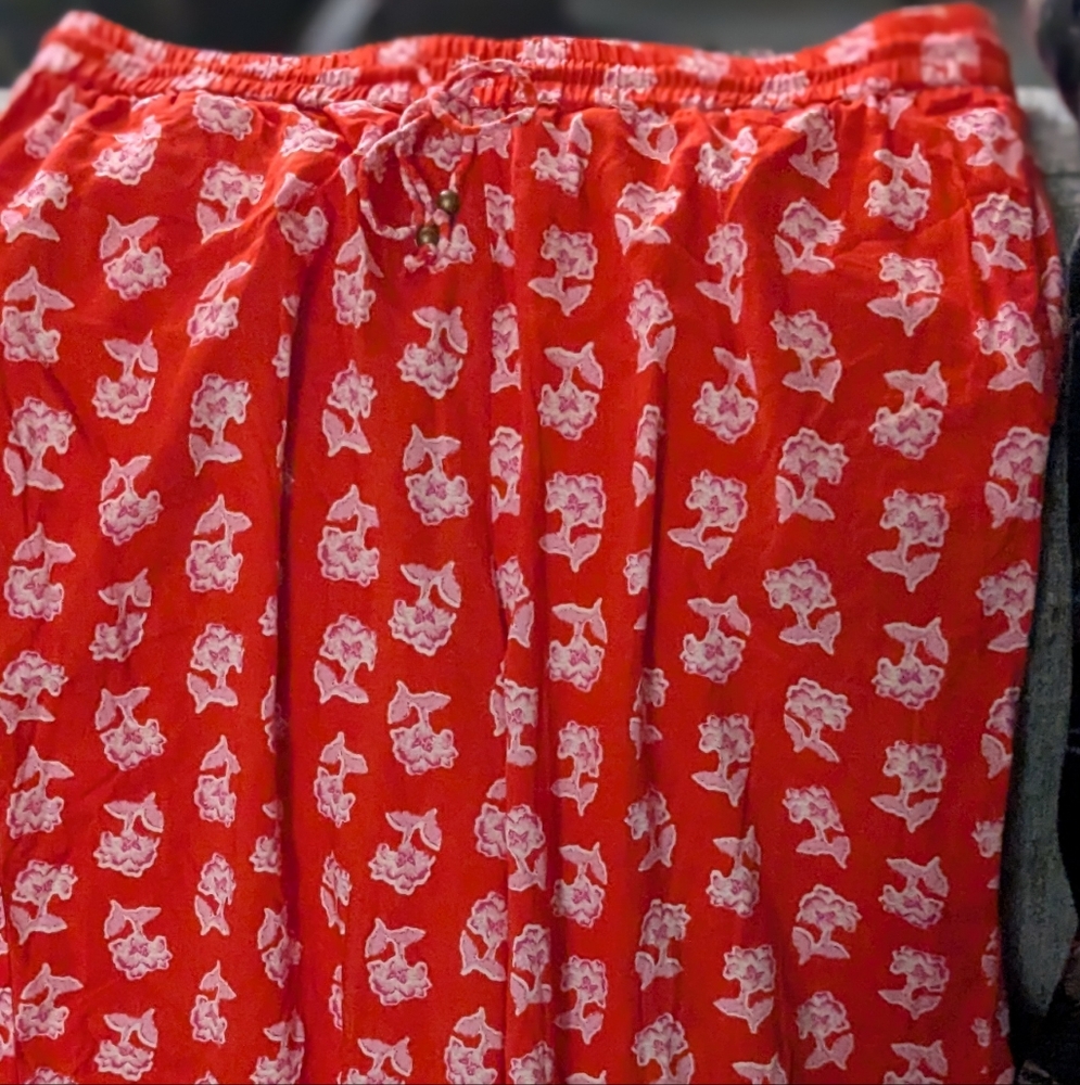 Candace Cameron Bure Flowered Red Pants